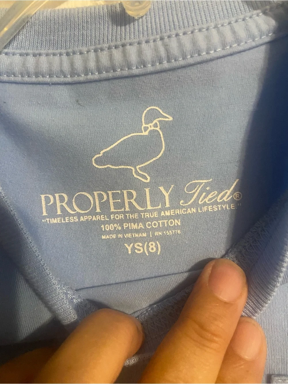 EUC Properly Tied Light Blue Boys Tshirt Sz YS 8 Short Sleeve W/front Pocket BTS
